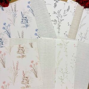10 Large Quality Multicolor Floral & Stripe DIY Wallpaper Sheets (Some Vinyl)